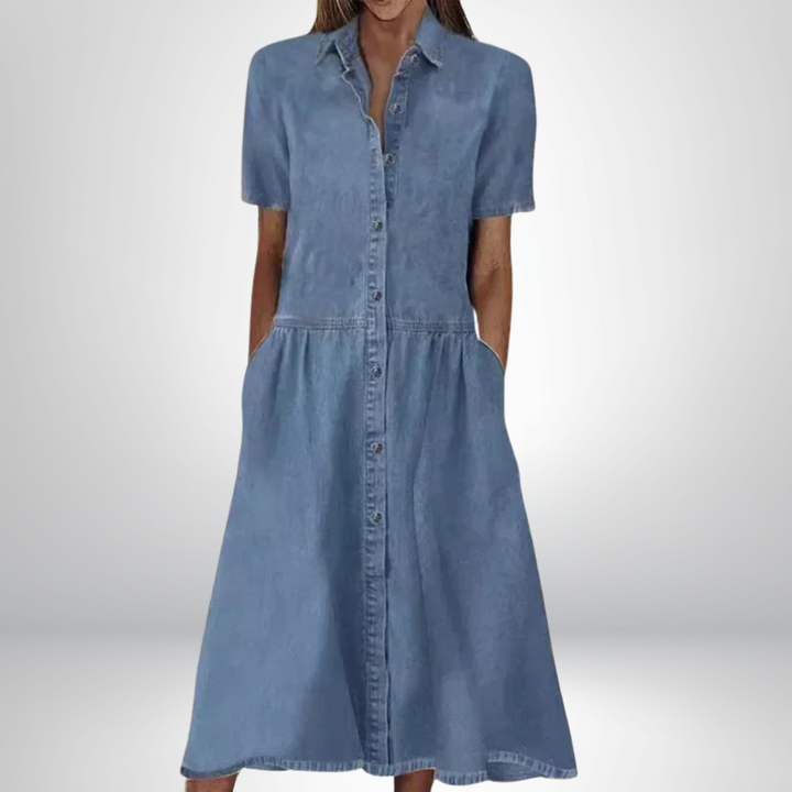 Birgit™ - Stilig Denimklänning