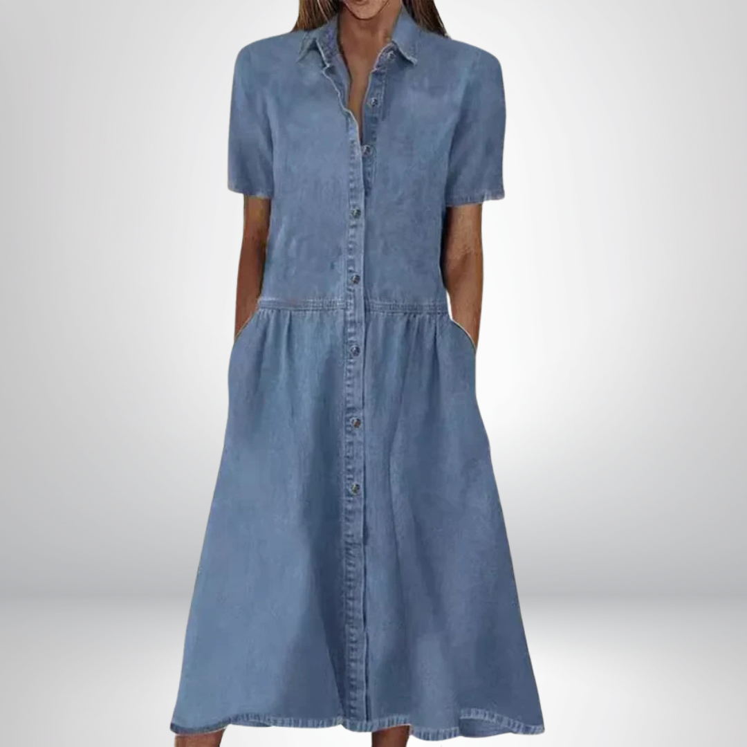 Birgit™ - Stilig Denimklänning