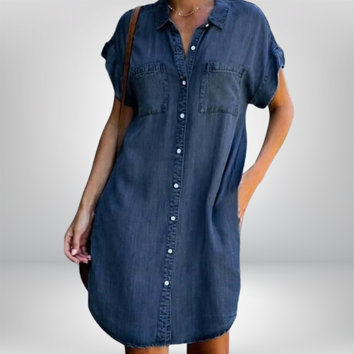 Carina™ - Avslappnad Denimklänning