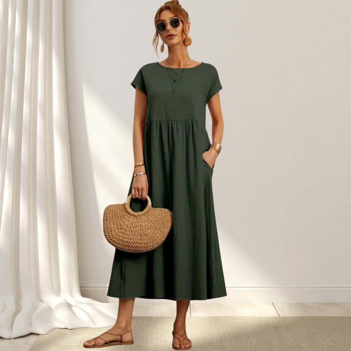 Clio™ – Elegant Sommarklänning – Lätt, Smickrande & Täcker Magen