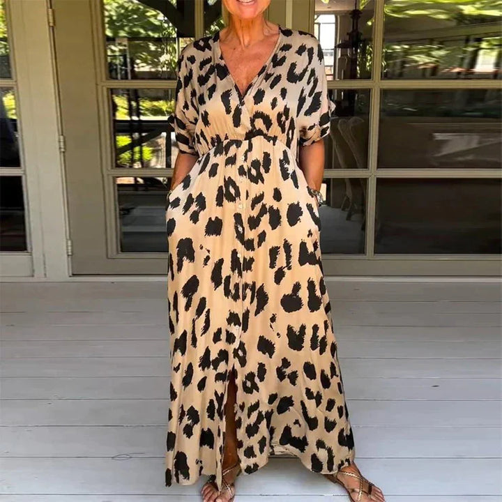 Sable™ - Stilren Maxiklänning med Leopardmönster