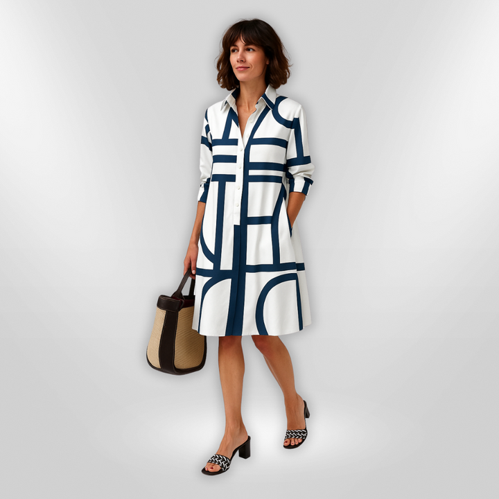 Julie™ - Geometriskt Mönstrad Modern Midiklänning