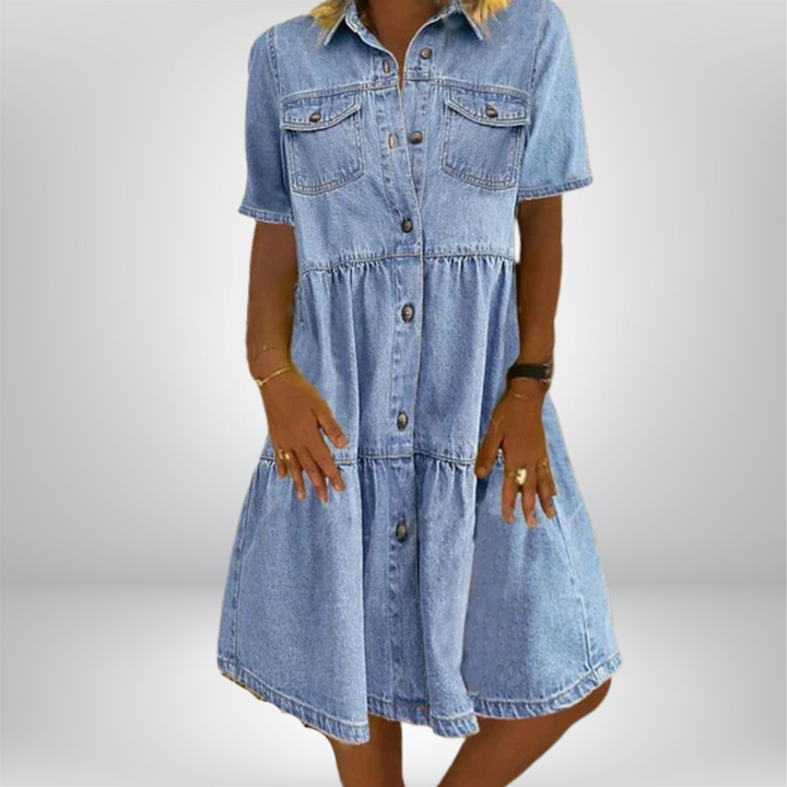 Amelia™ - Boho Denimklänning