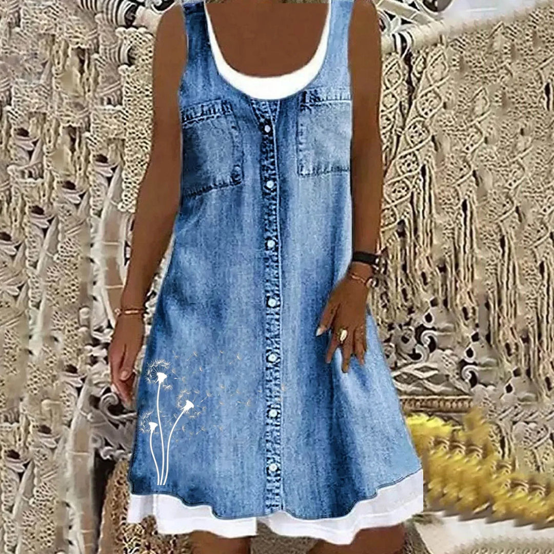Viola™ - Mjuk och Elegant Denimklänning