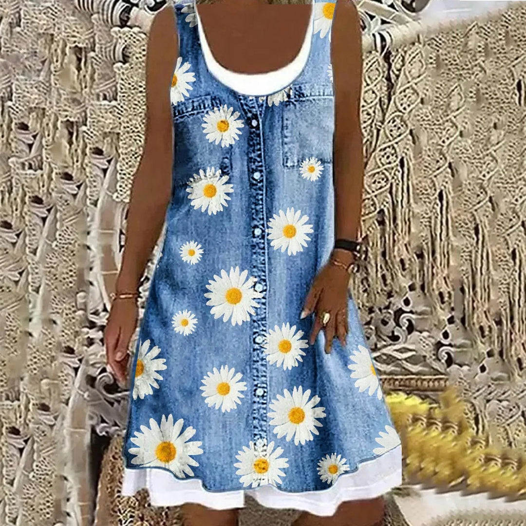 Viola™ - Mjuk och Elegant Denimklänning