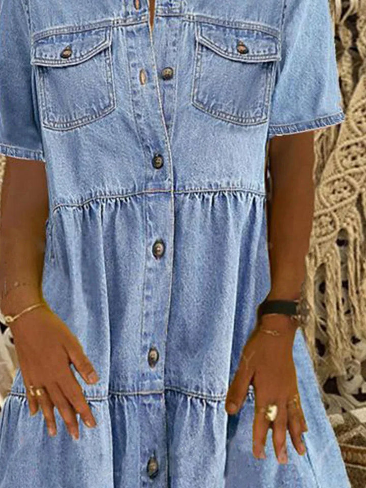 Amelia™ - Boho Denimklänning