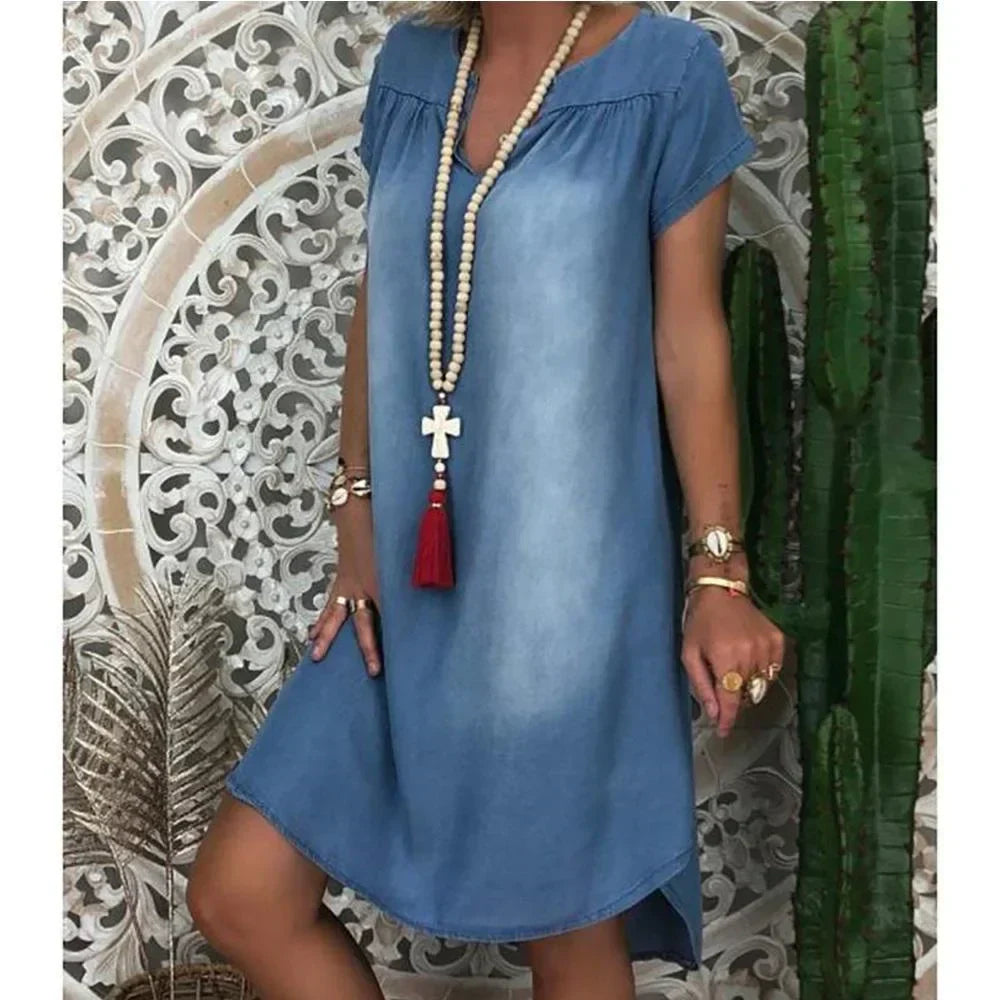 Tyra™ - Avslappnad Denim Sommarklänning
