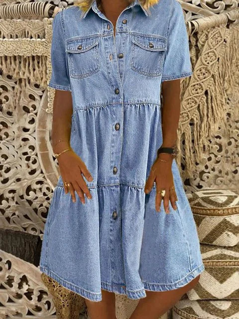 Amelia™ - Boho Denimklänning