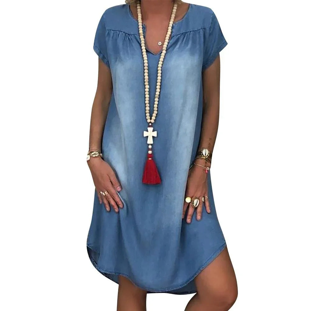 Tyra™ - Avslappnad Denim Sommarklänning