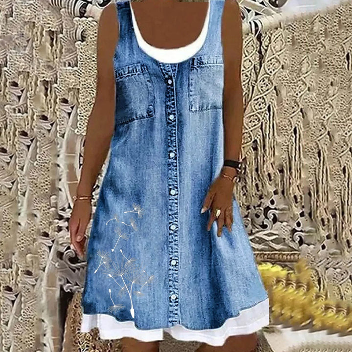 Viola™ - Mjuk och Elegant Denimklänning
