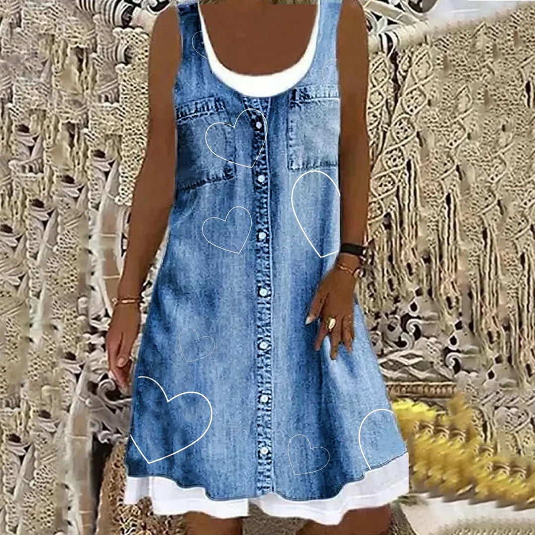 Viola™ - Mjuk och Elegant Denimklänning