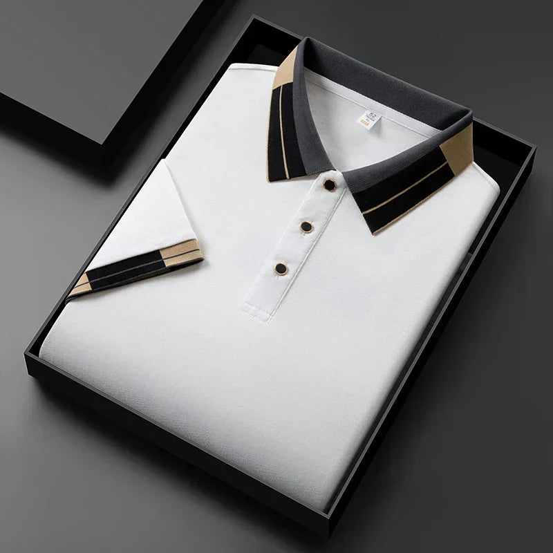 Marius™ – Elegant Pikétröja med Kontrasterande Detaljer