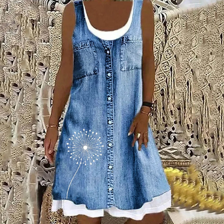 Viola™ - Mjuk och Elegant Denimklänning