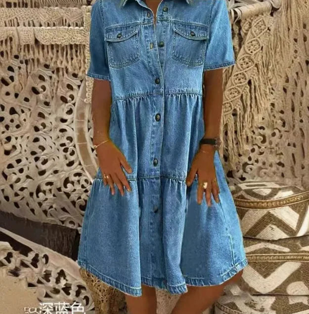 Amelia™ - Boho Denimklänning