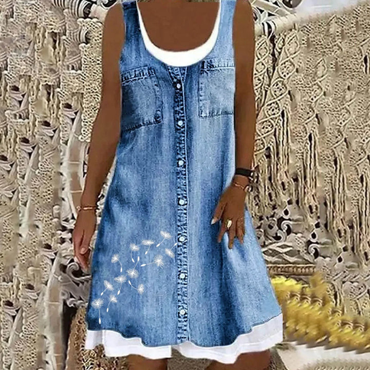 Viola™ - Mjuk och Elegant Denimklänning