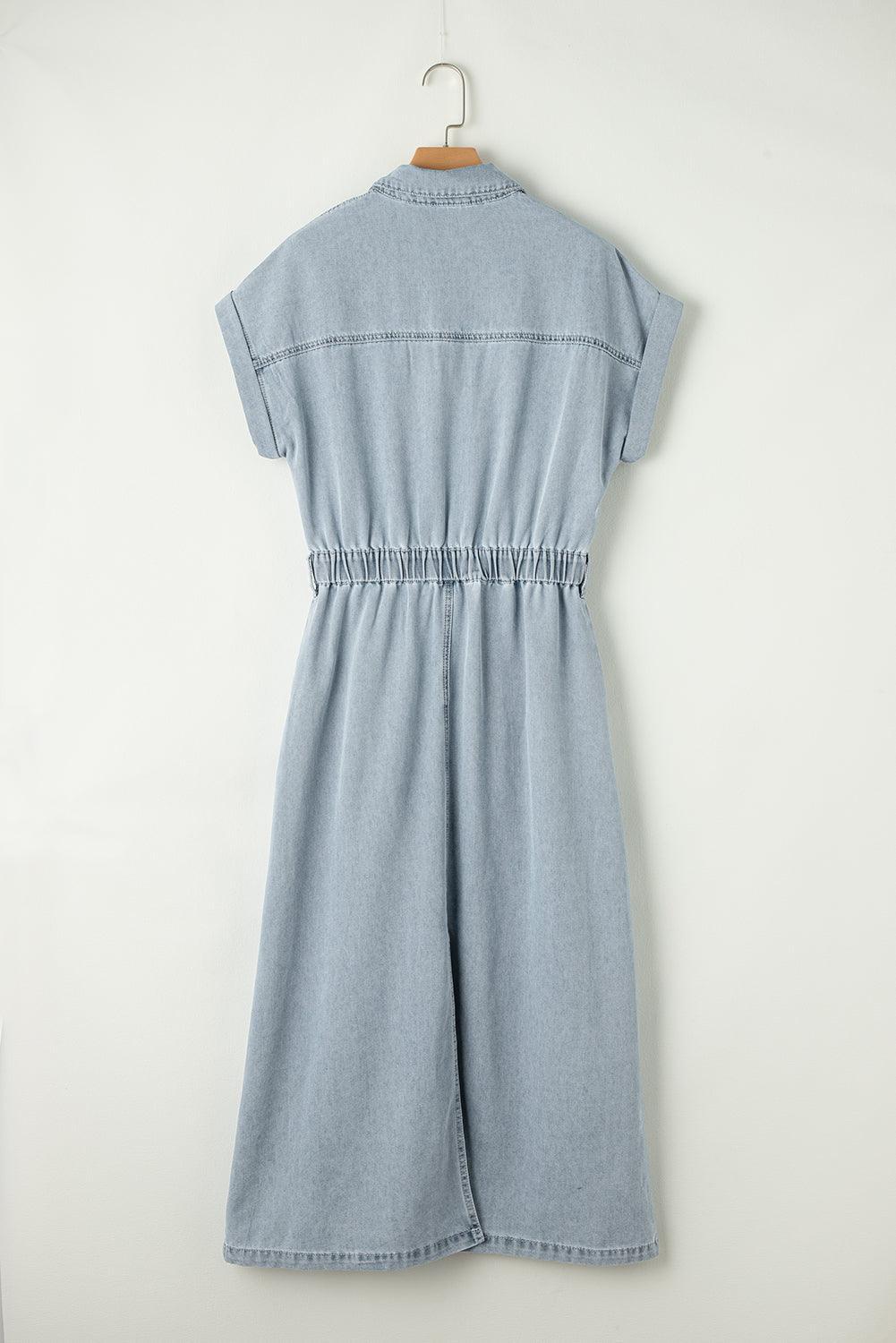 Isabelle™ - Denimklänning med eleganta, korta fladdermusärmar