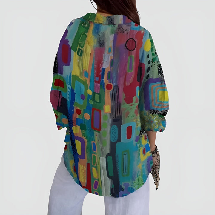 Eleni™ – Bekväm Blus med Geometriskt Mönster